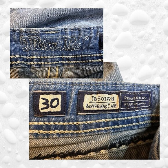 “Miss Me” Womens Light Blue Denim Boyfriend Capri JB5014PB - 30” - Picture 9 of 9